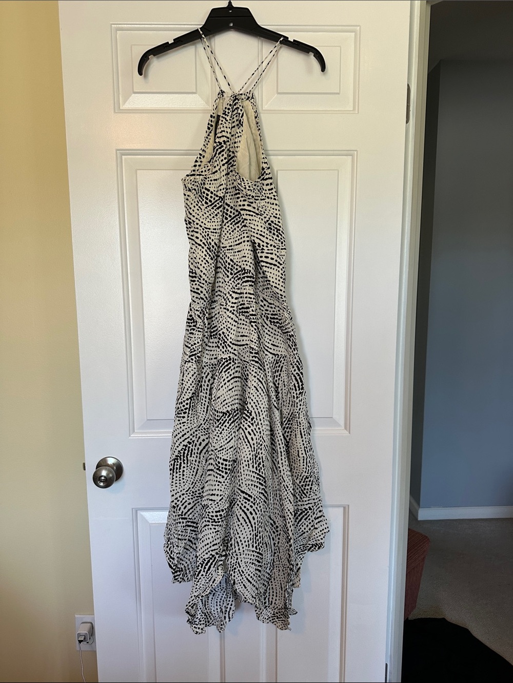 Black & White Printed Halter Maxi Dress